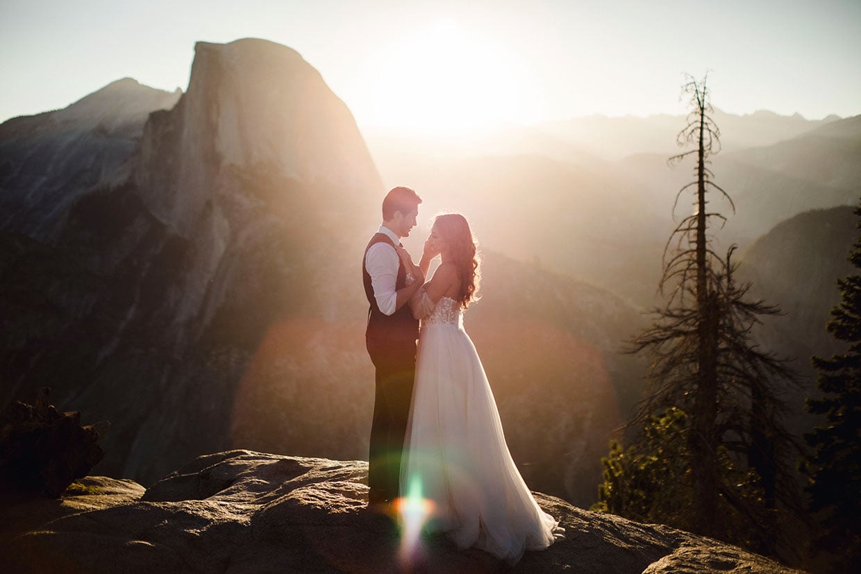 A just married couple at their elopement in Yosemite having self solemnized their marriage.
