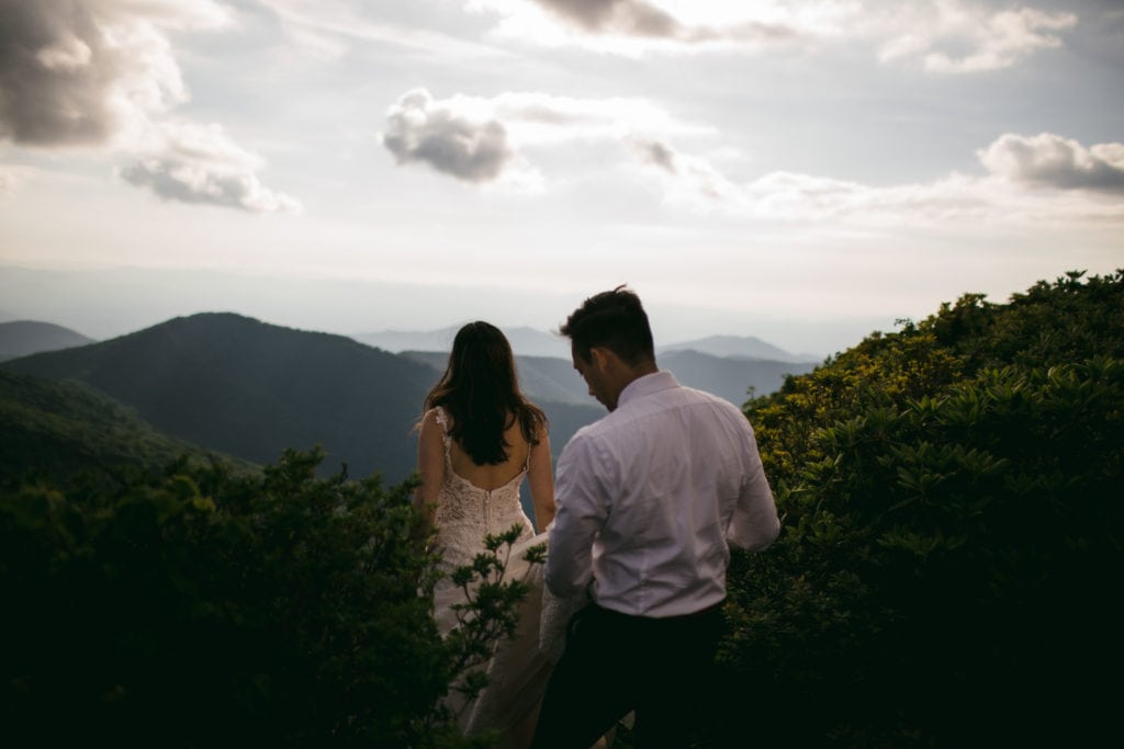 A couple that is about to elope in Craggy Gardens, an Asheville Wedding Venue.