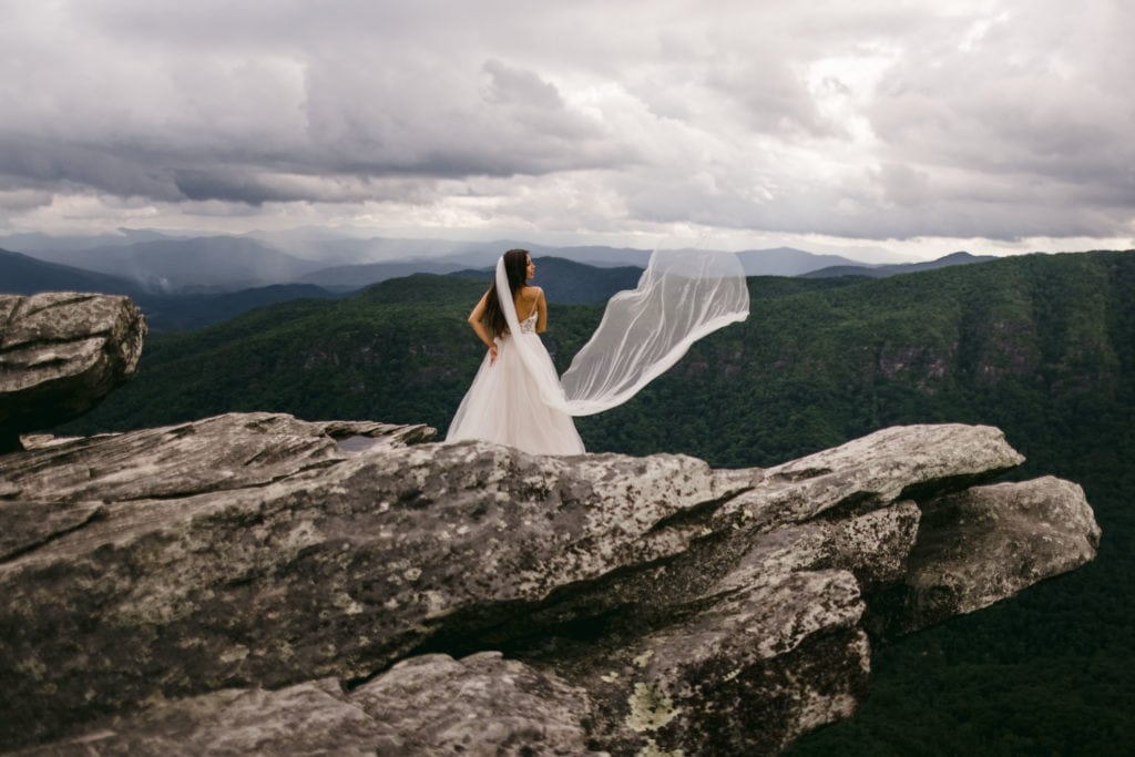 A image of a bride at Craggy Gardens, one of the best venues in the Smoky Mountains.