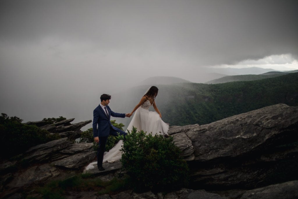 A couple that decided to get married ar a blue ridge mountain wedding venue with stunning scenery.