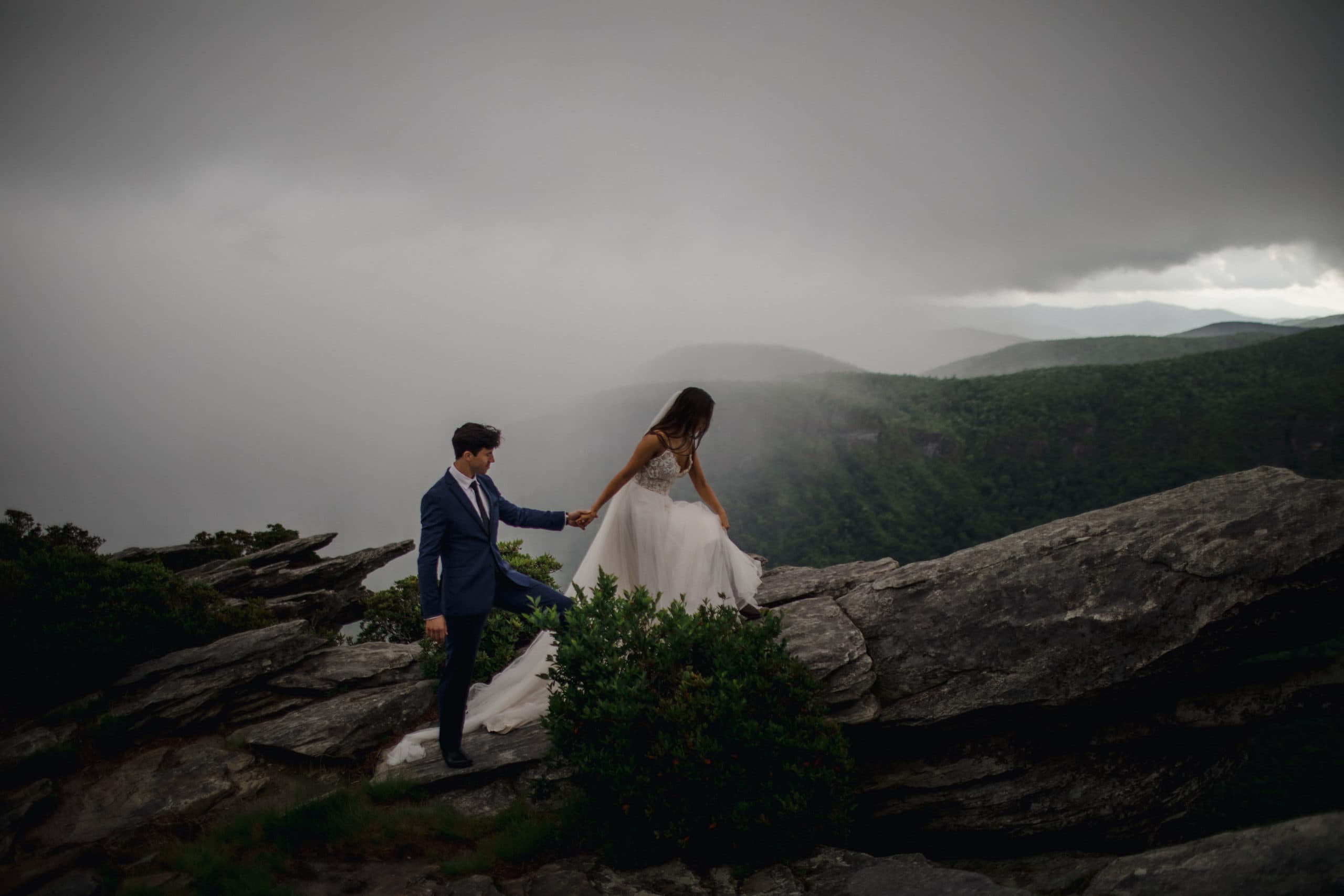 A couple that decided to get married ar a blue ridge mountain wedding venue taken by their Asheville Elopement photographer.