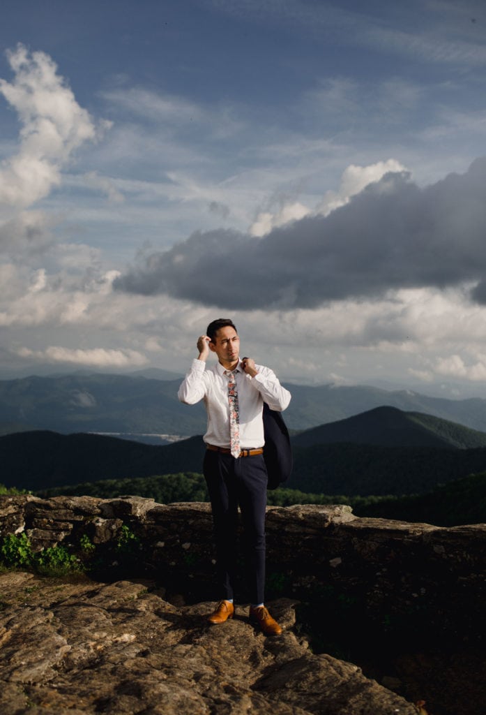 A destination wedding in Asheville at a mountain location.