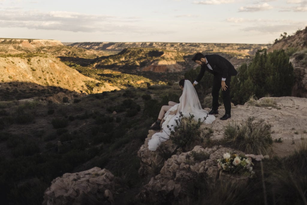 A couple that was just married at their Palo Duro elopement.