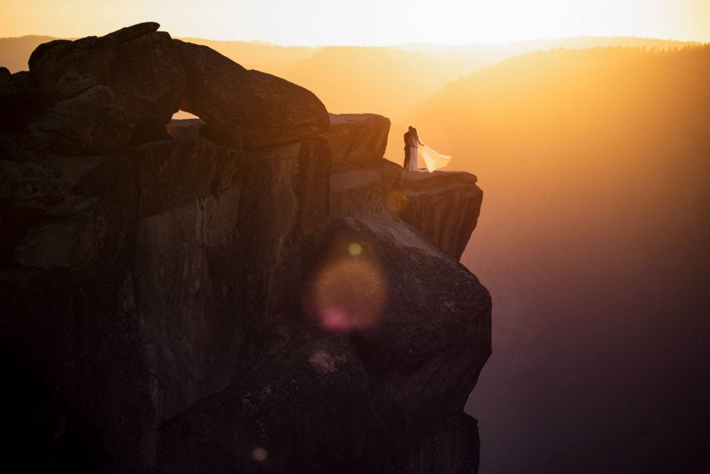 A couple at Taft Point, their Yosemite Wedding location.
