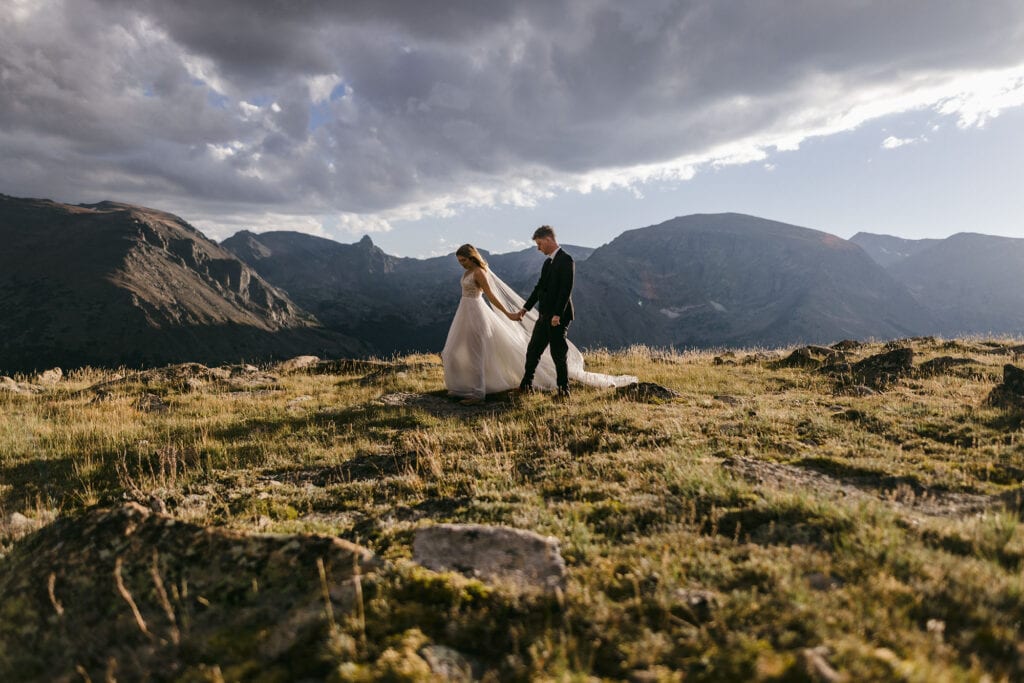 A couple at their Aspen wedding venue in Colorado.