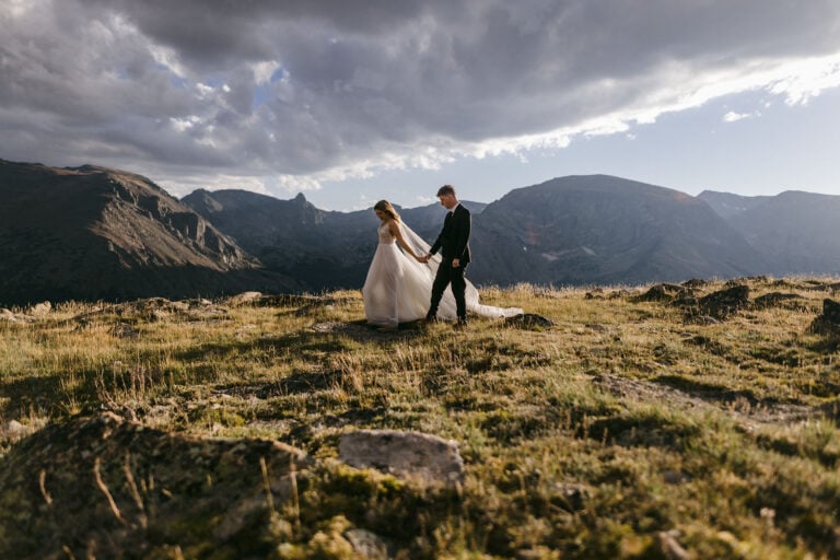 A couple at their Aspen wedding venue in Colorado.