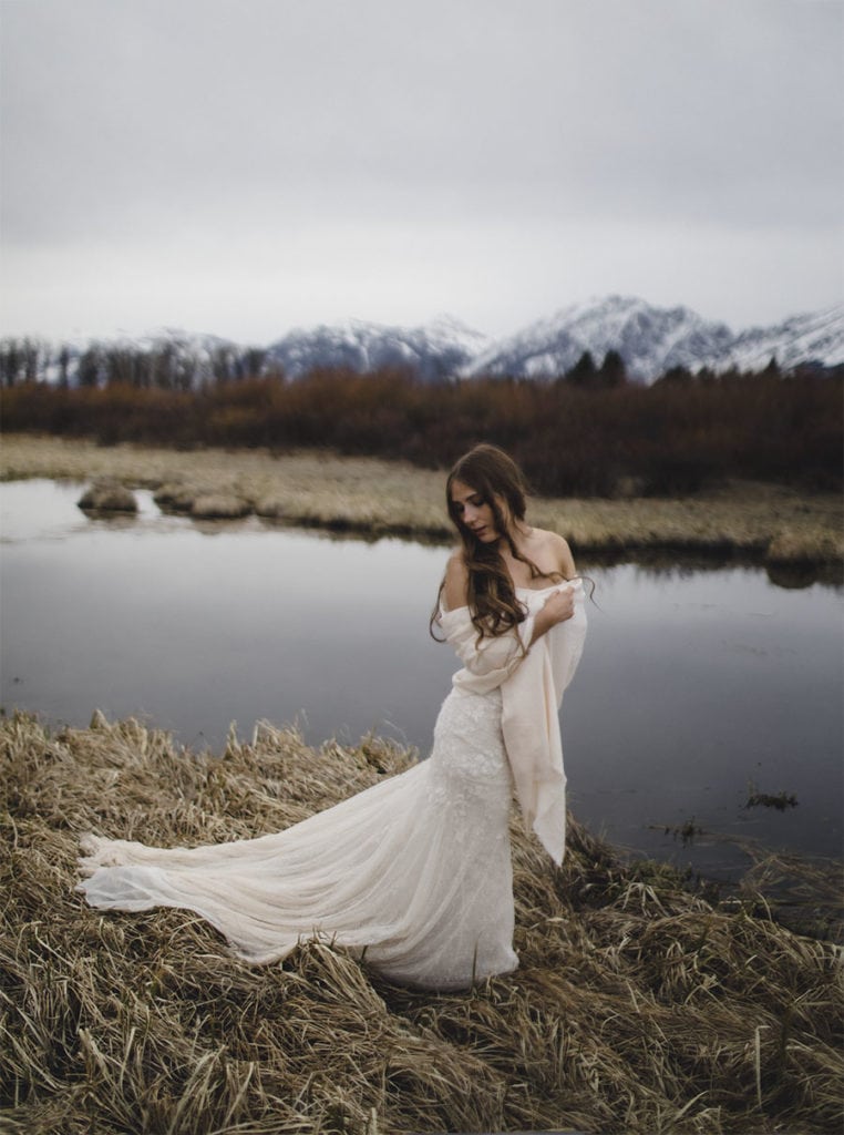 A Grand Teton wedding in early spring can still bring snow.