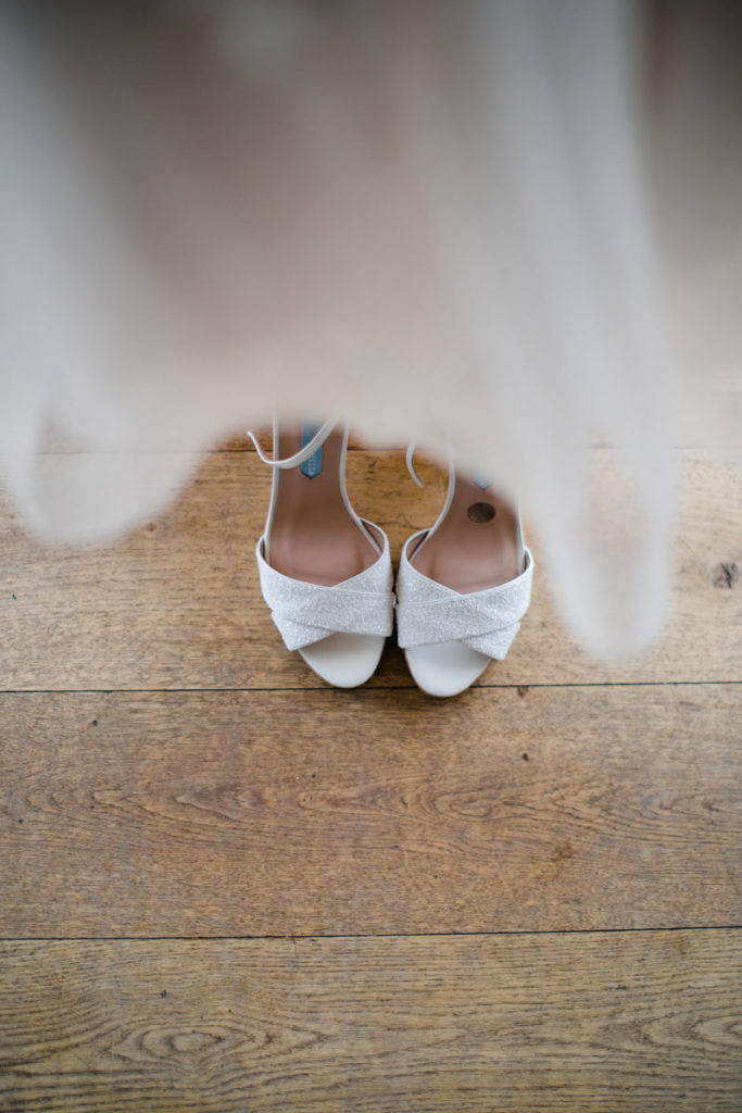 A bride will put a sixpence in her shoe to bring good luck and fortune to the marriage.