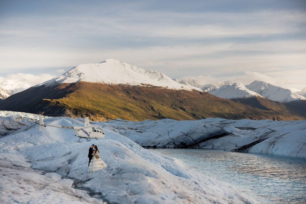 Knik glacier is an awesome spot for an Alaska wedding venue.