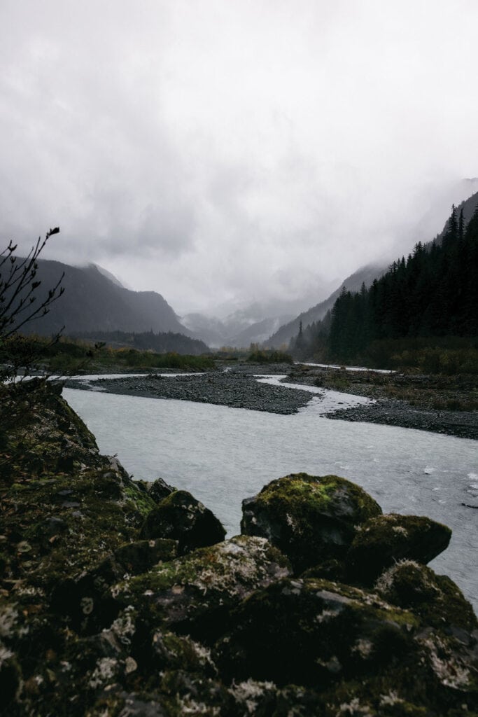 A couple having their elopement in Alaska in Seward.