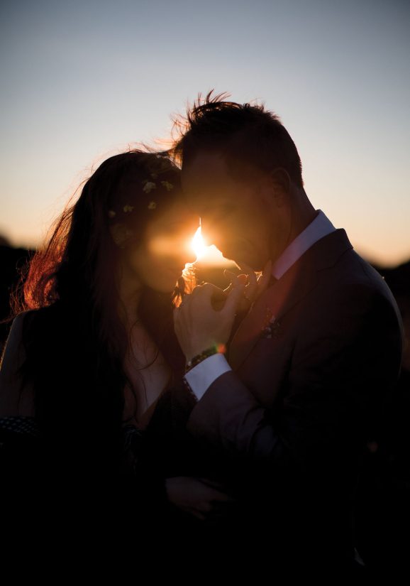 A couple after their knot tying wedding ceremony in Isle of Skye.